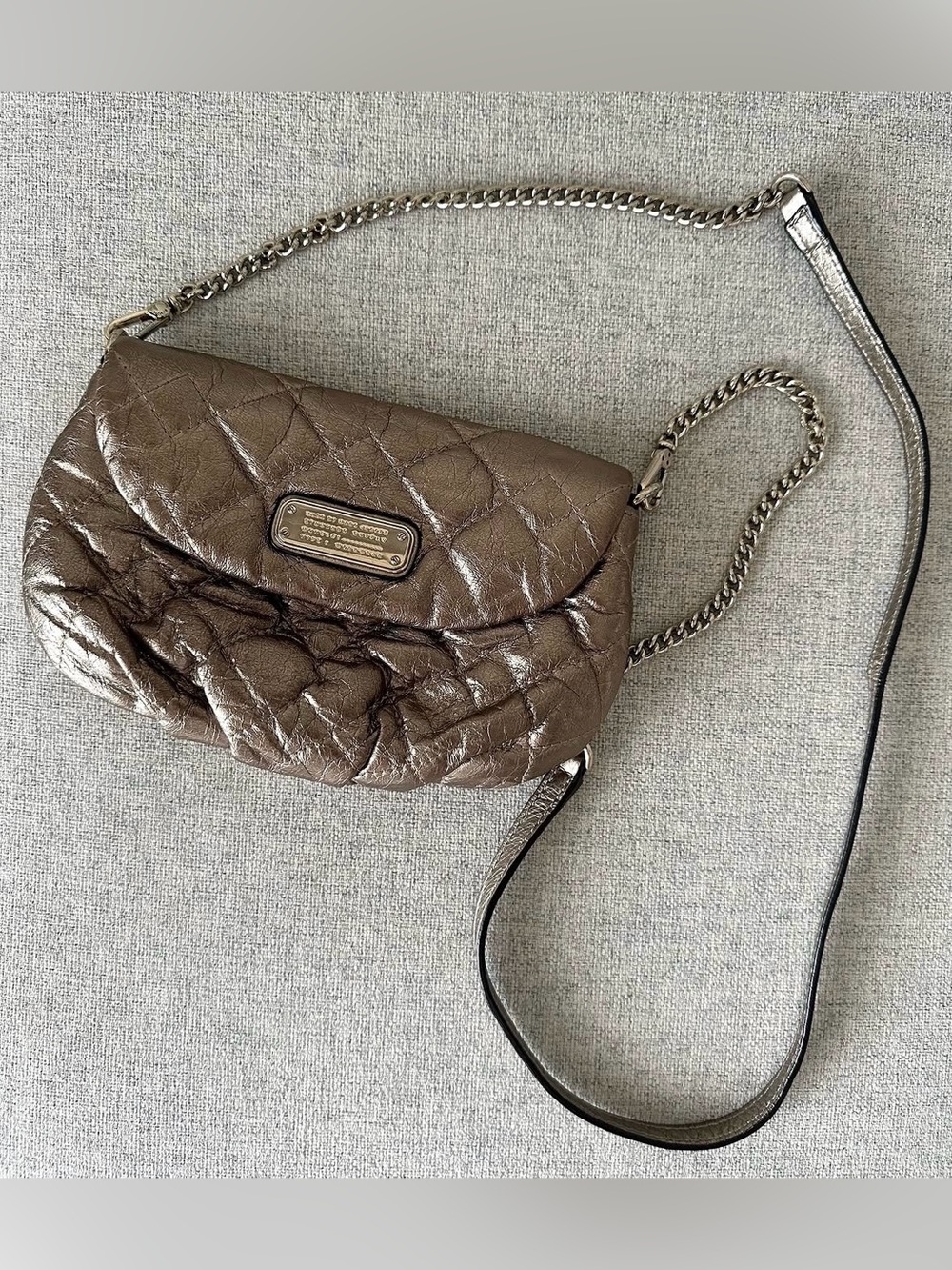 Marc By Marc Jacobs Metallic Quilted Crossbody Bag - Bronze/Taupe
